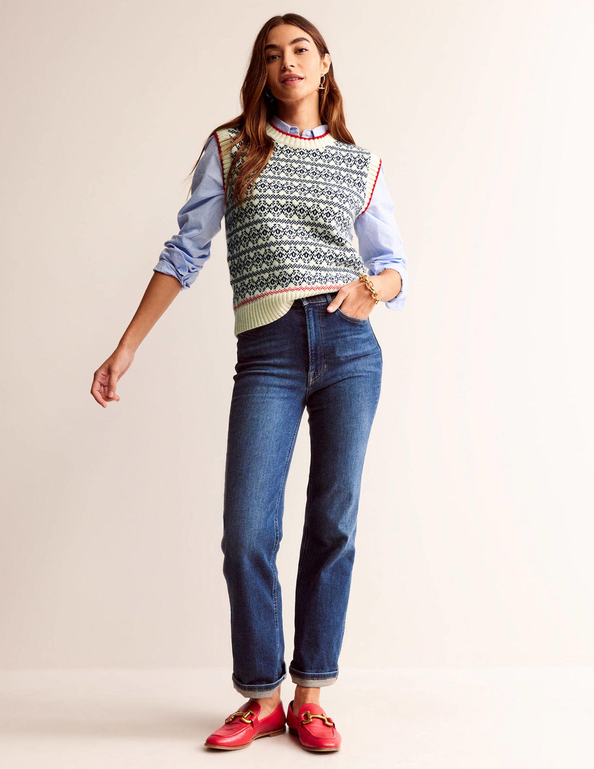 Eleanor Fair Isle Vest-Warm Ivory-4
