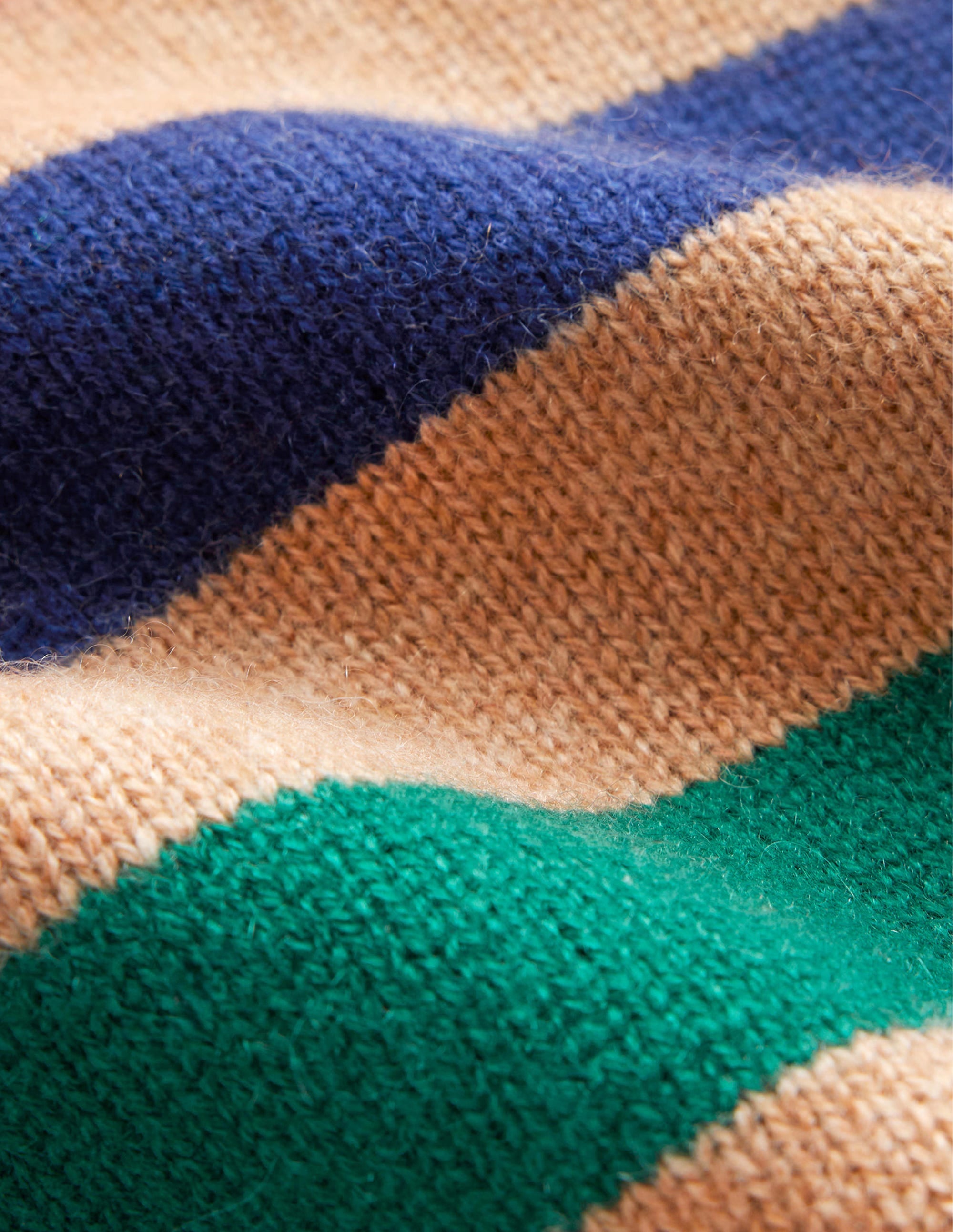 Roll Neck Cashmere Sweater-Camel and Red Stripe - Image 6