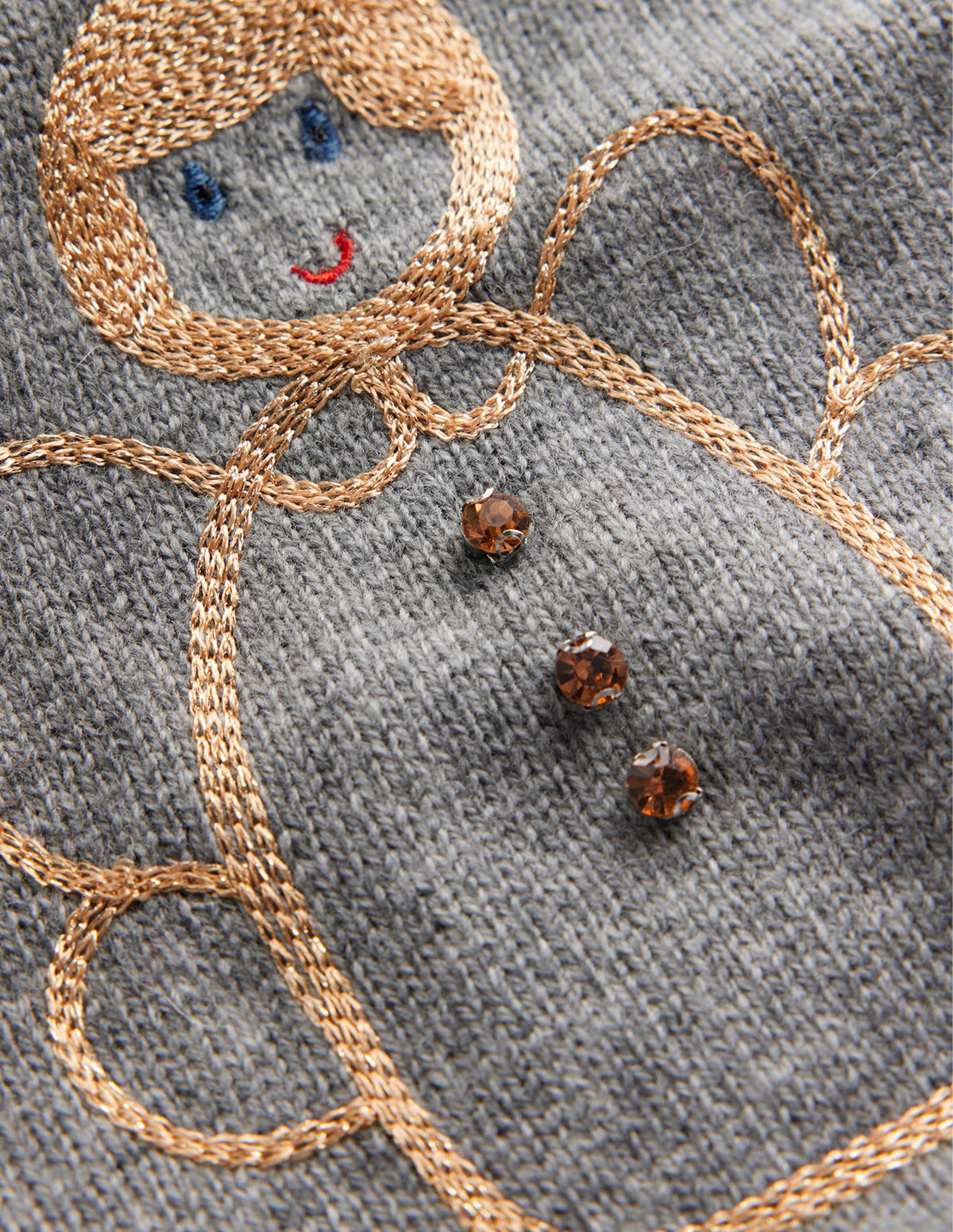 Festive Embroidered Sweater-Grey Melange, Angel - Image 6