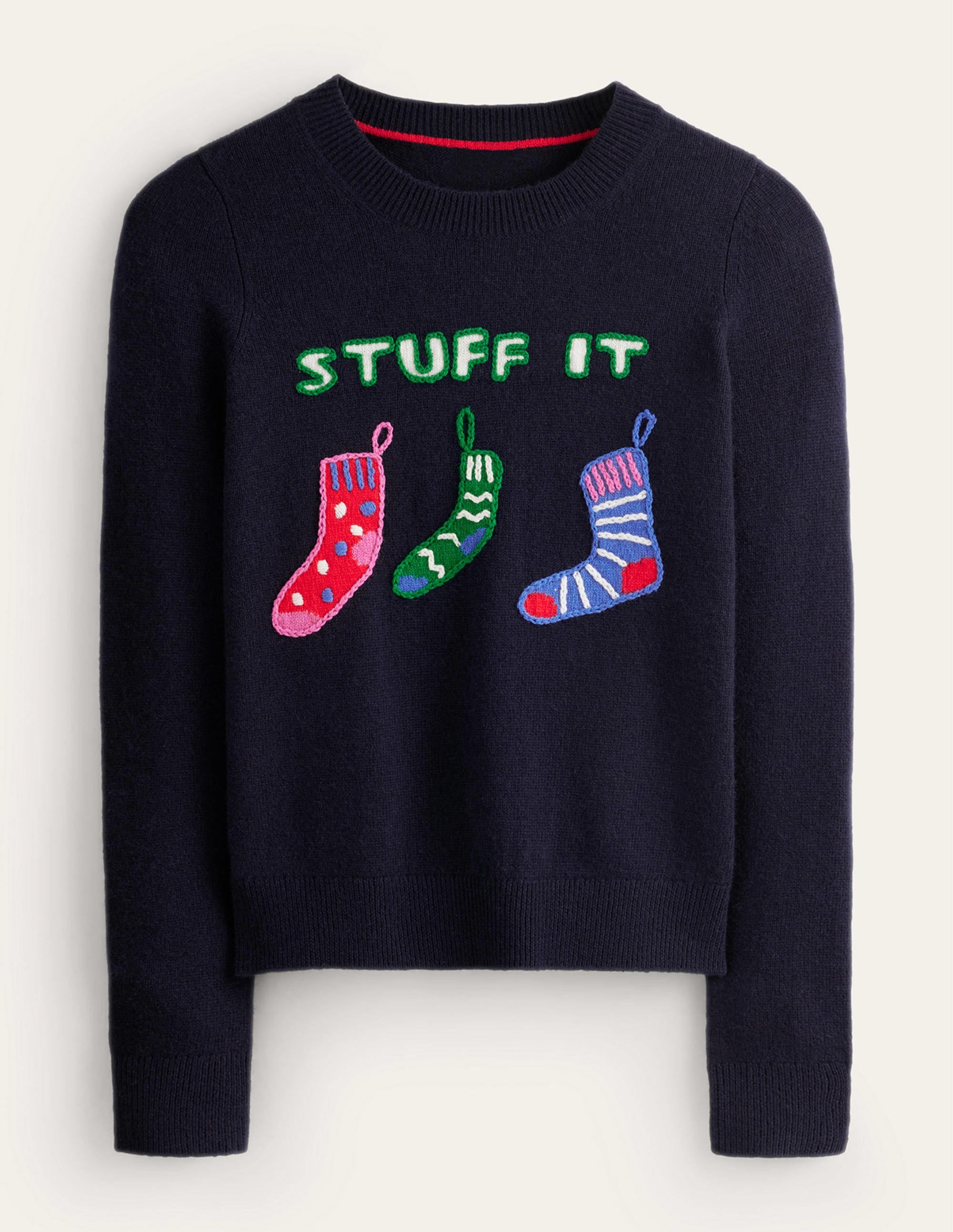 Festive Embroidered Sweater-Navy, Stuff It - Image 5