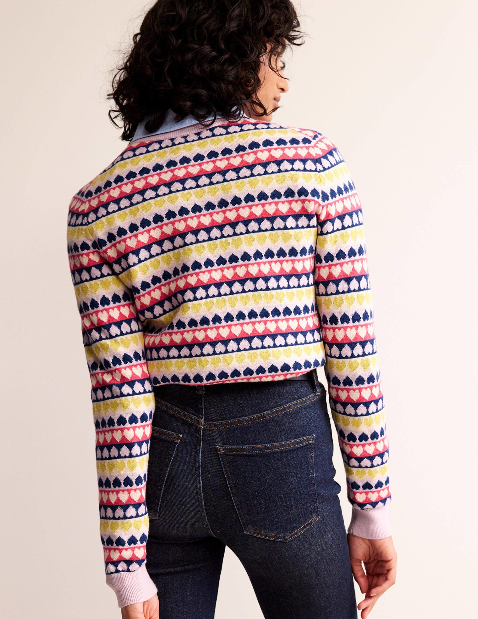 Isabel Heart Fair Isle Sweater-Multi, Ivory Geo Heart - Image 3