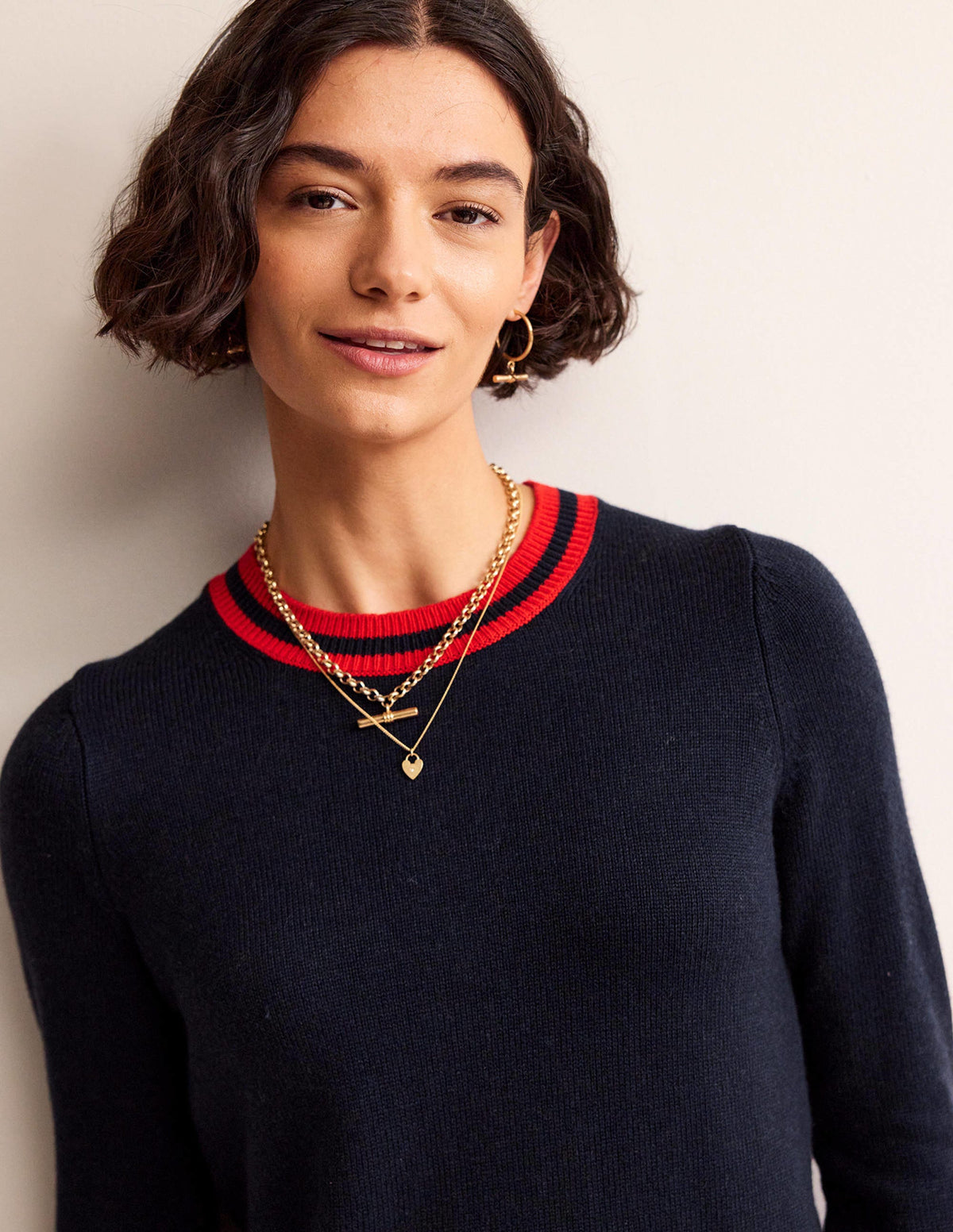 Cecily Button Back Sweater-Navy, Brand Stripe - Image 4