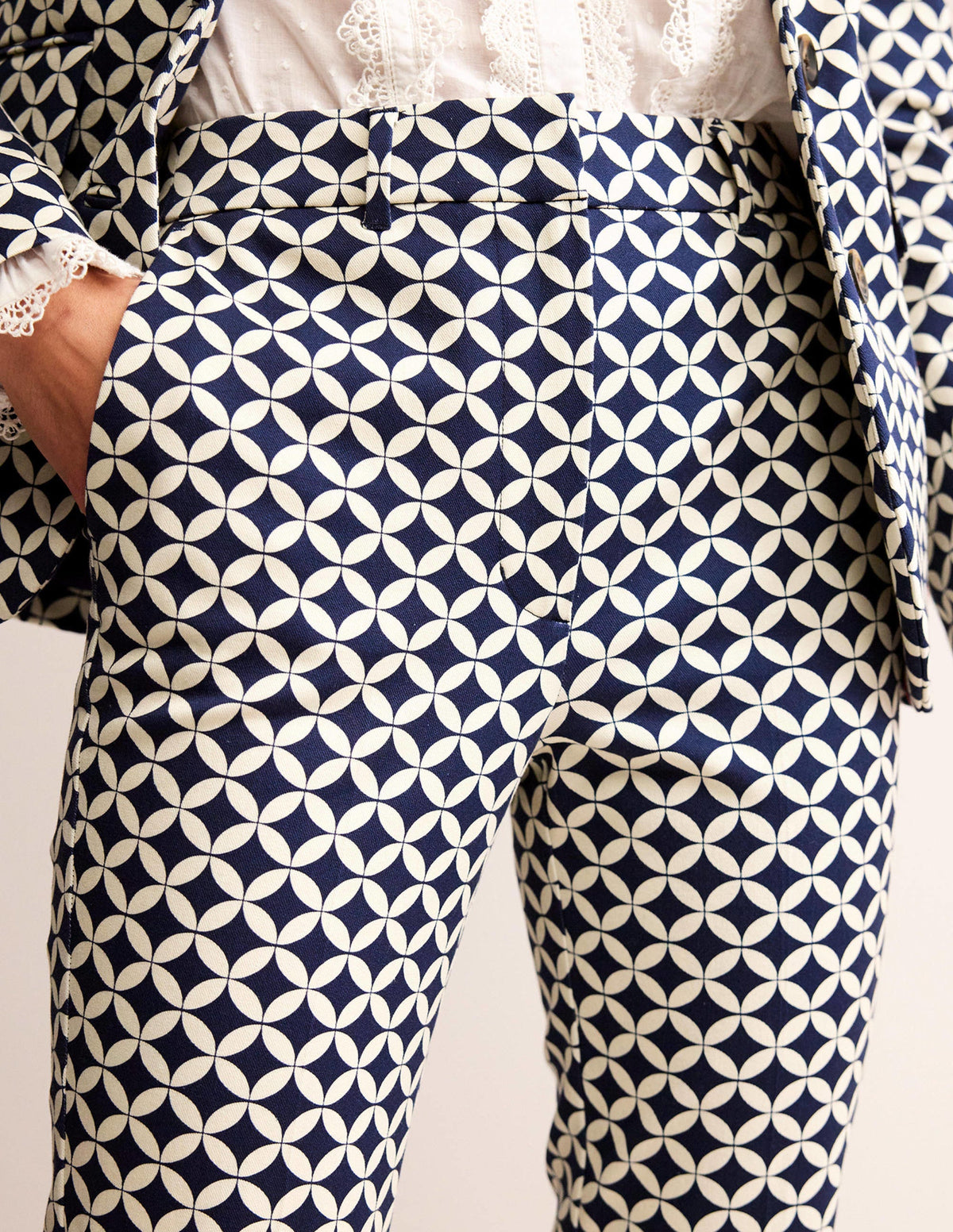 Highgate Printed Pants-Navy, Diamond Terrace - Image 2