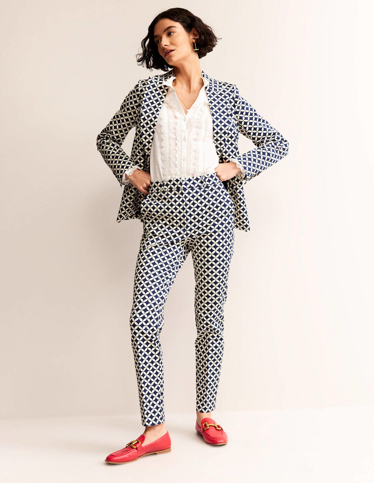 Highgate Printed Pants-Navy, Diamond Terrace - Image 4