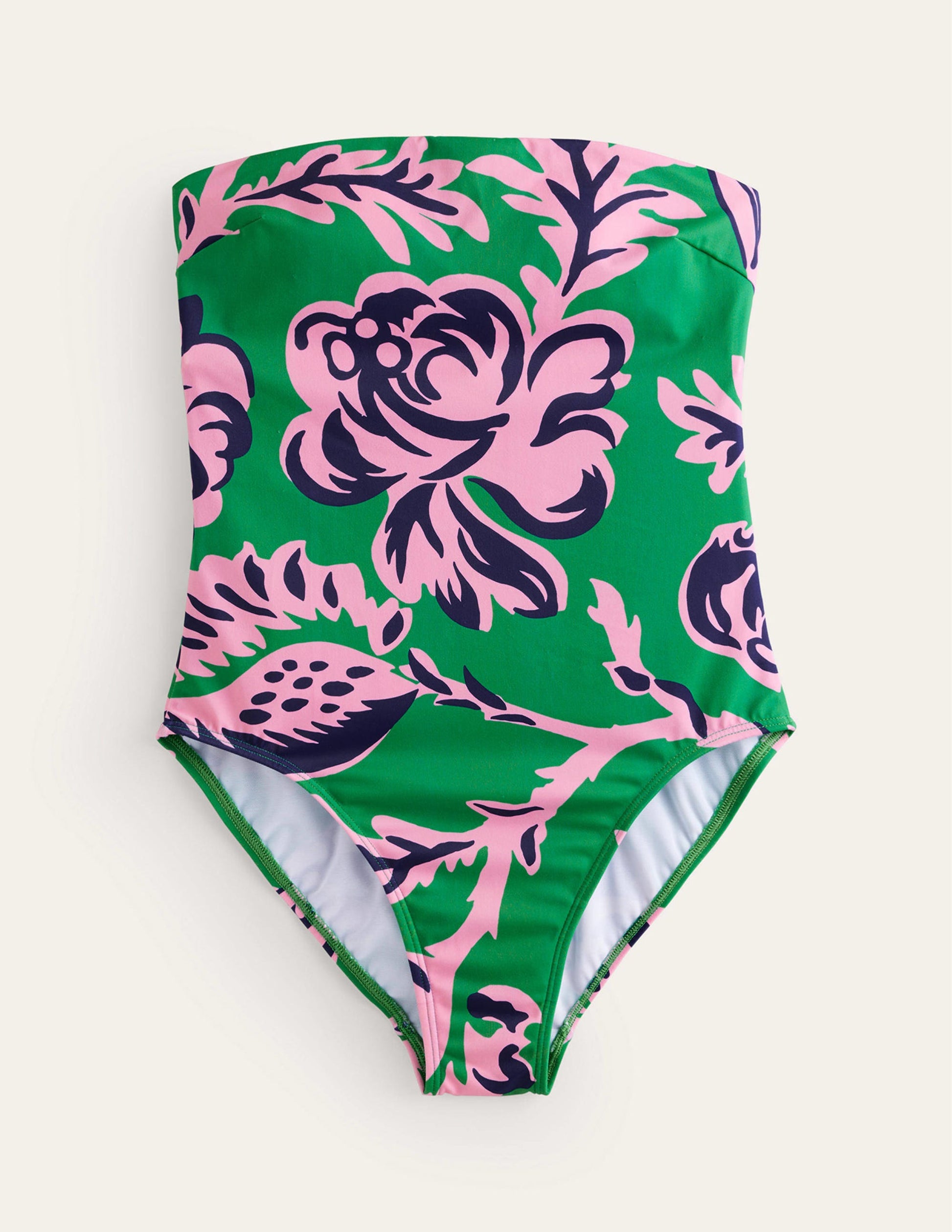 Support Bandeau Swimsuit-Green Tambourine, Rose Blush-5