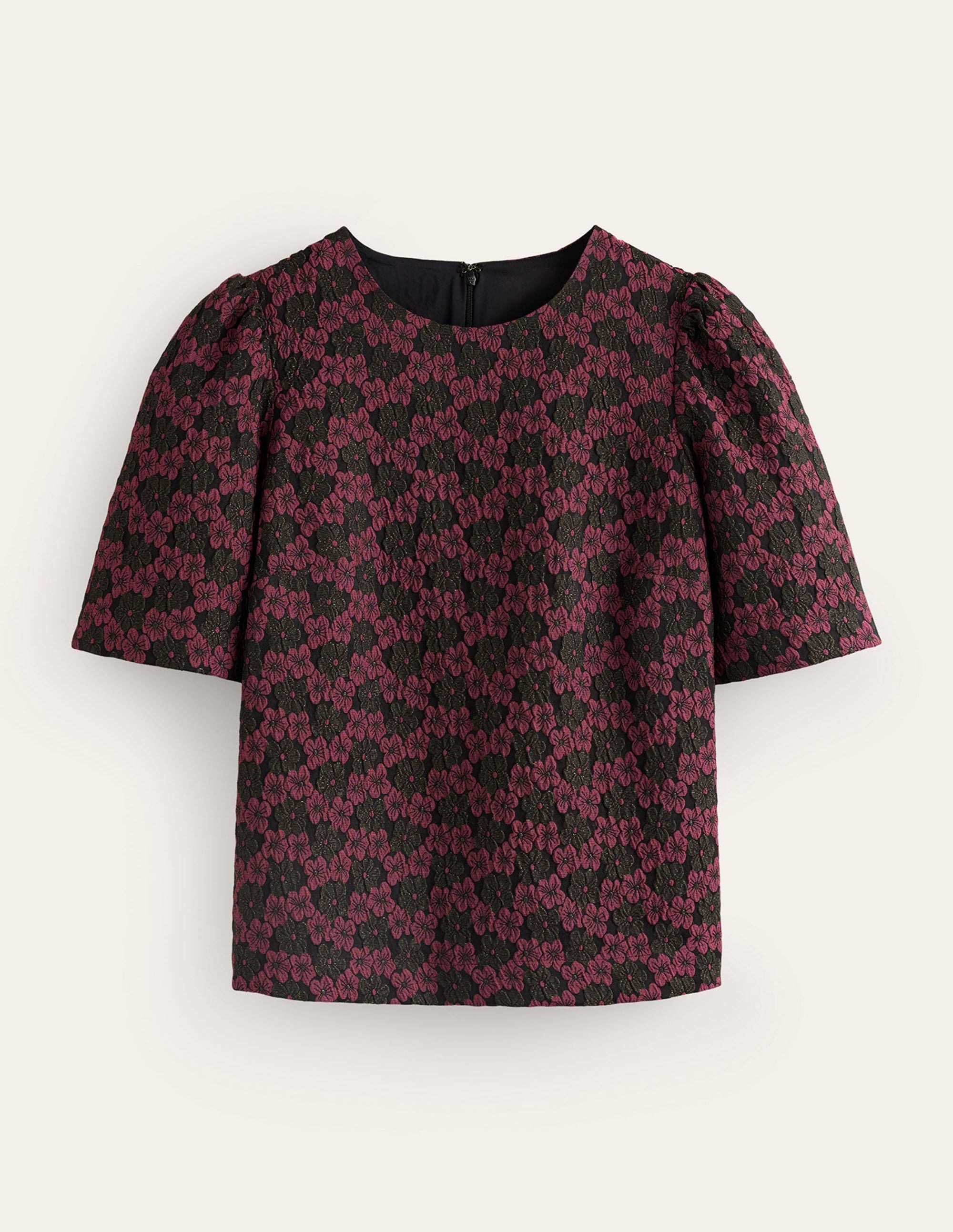 Jacquard Short Sleeve Top-Jacquard Floral - Image 5