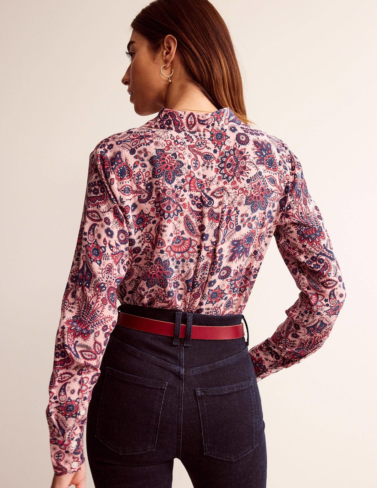Sienna Silk Shirt-Chalky Pink, Azalea Bloom - Image 3