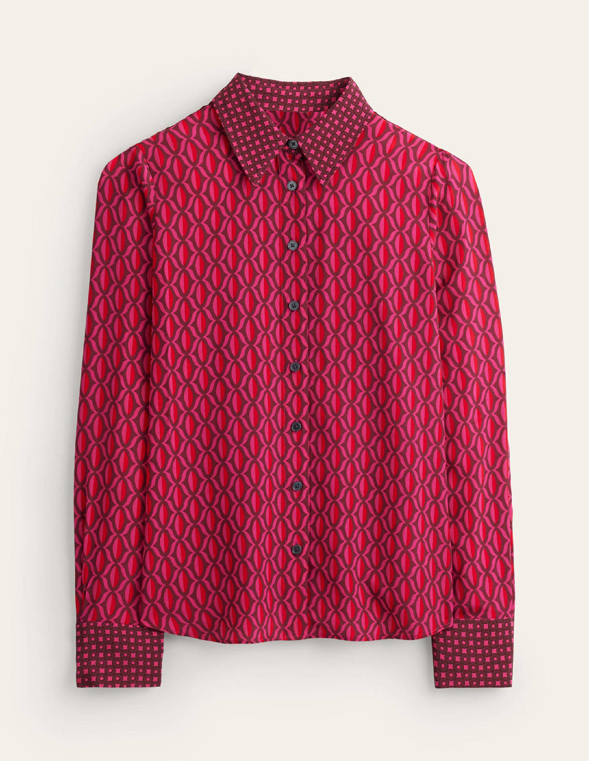 Sienna Silk Shirt-Vibrant Pink, Geo Valley-6