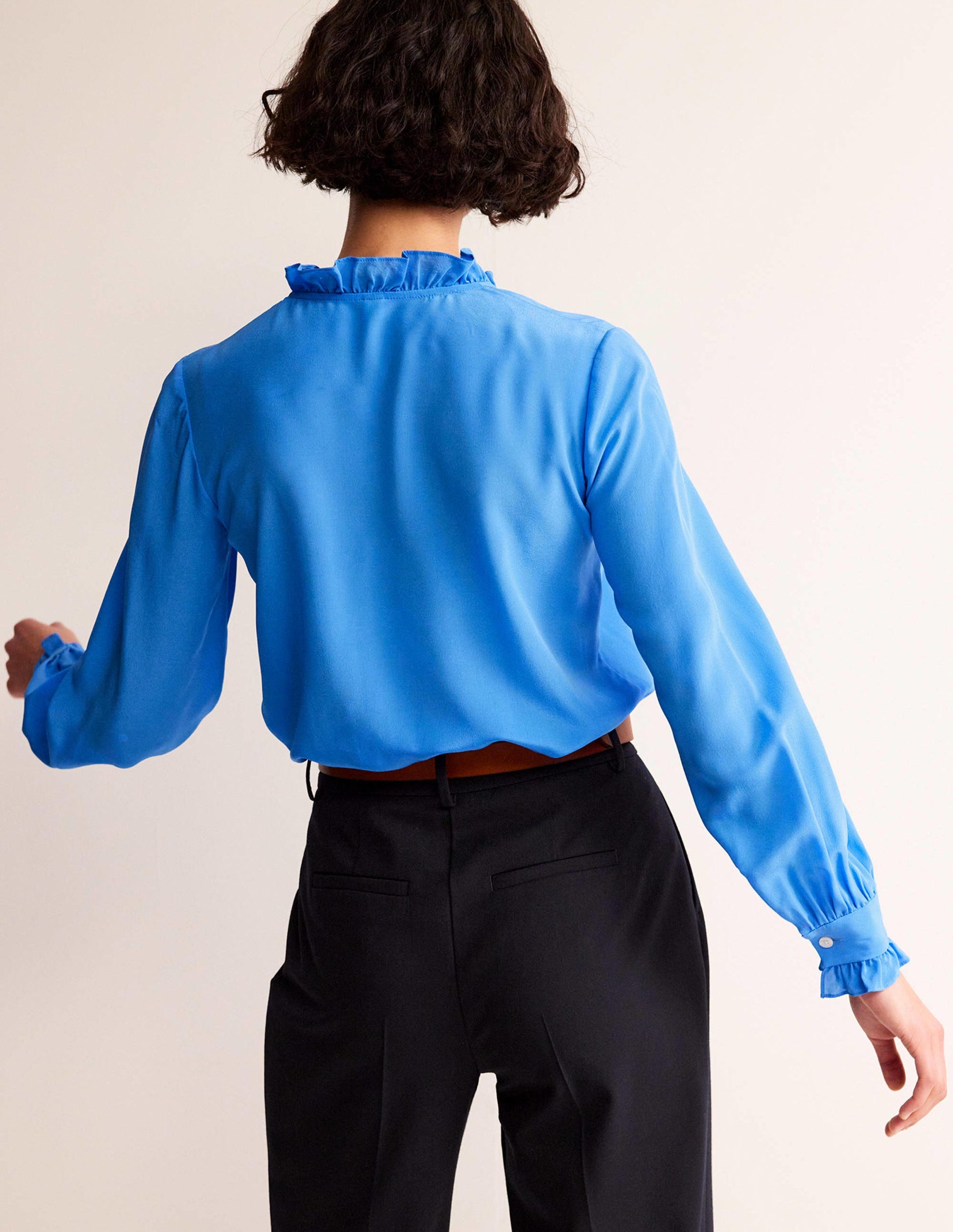 Ruffle Neck Silk Blouse-Surf the Web-3