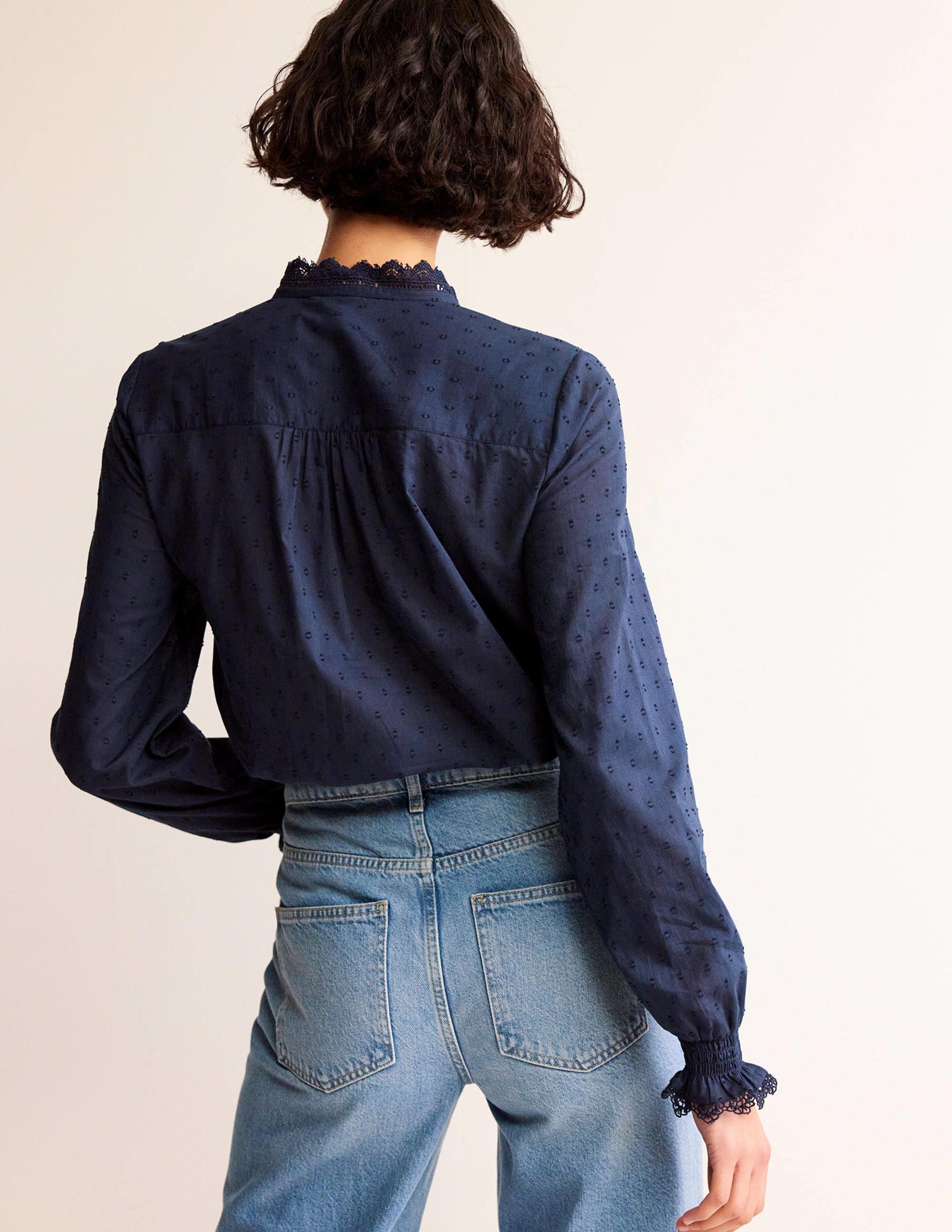 Romantic Textured Top-Navy - Image 3