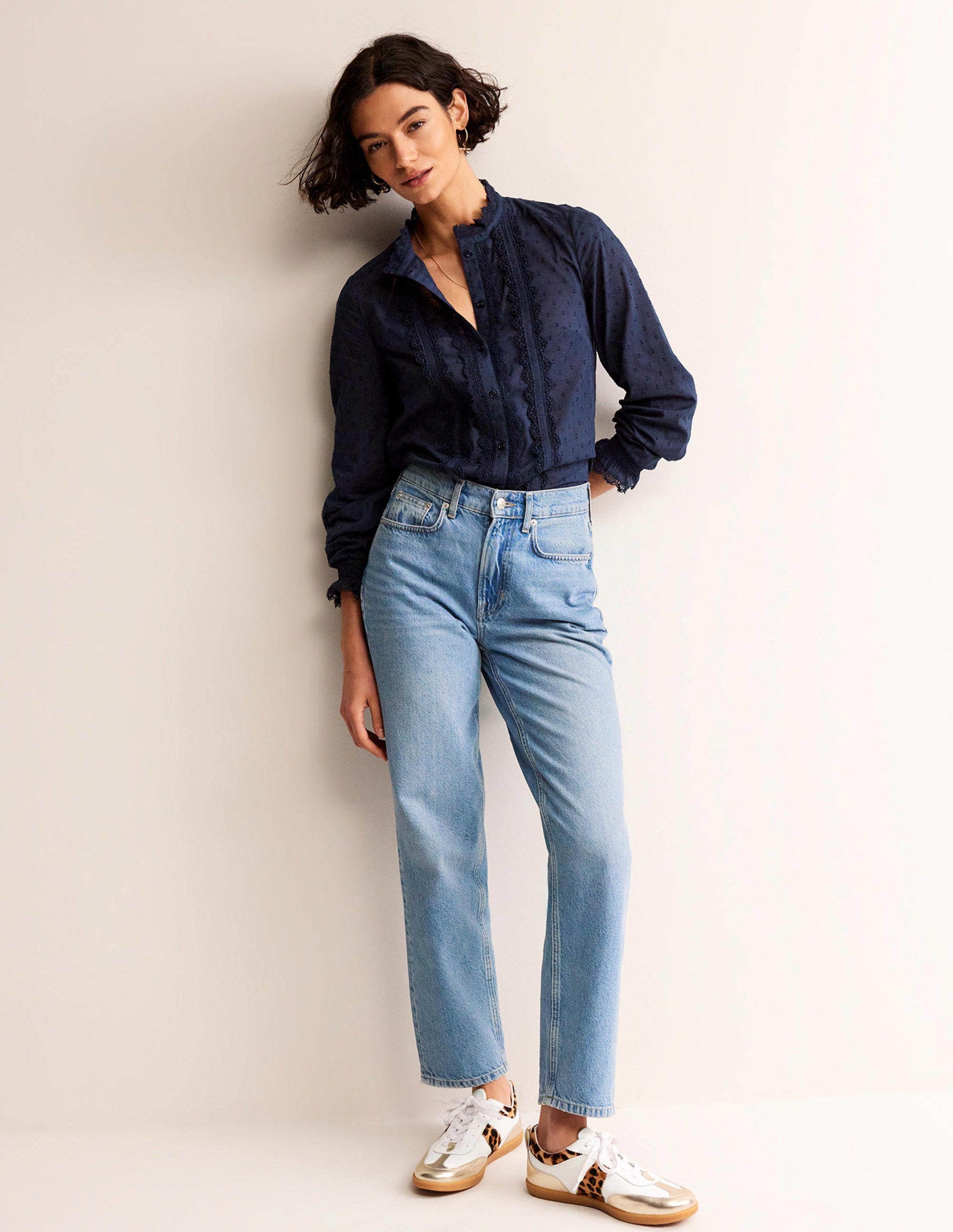 Romantic Textured Top-Navy-4