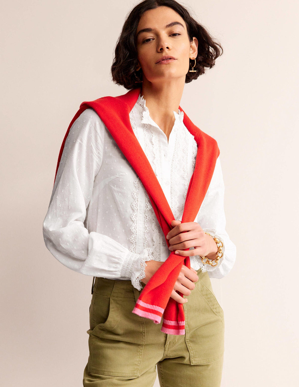 Romantic Textured Top-White - Image 1