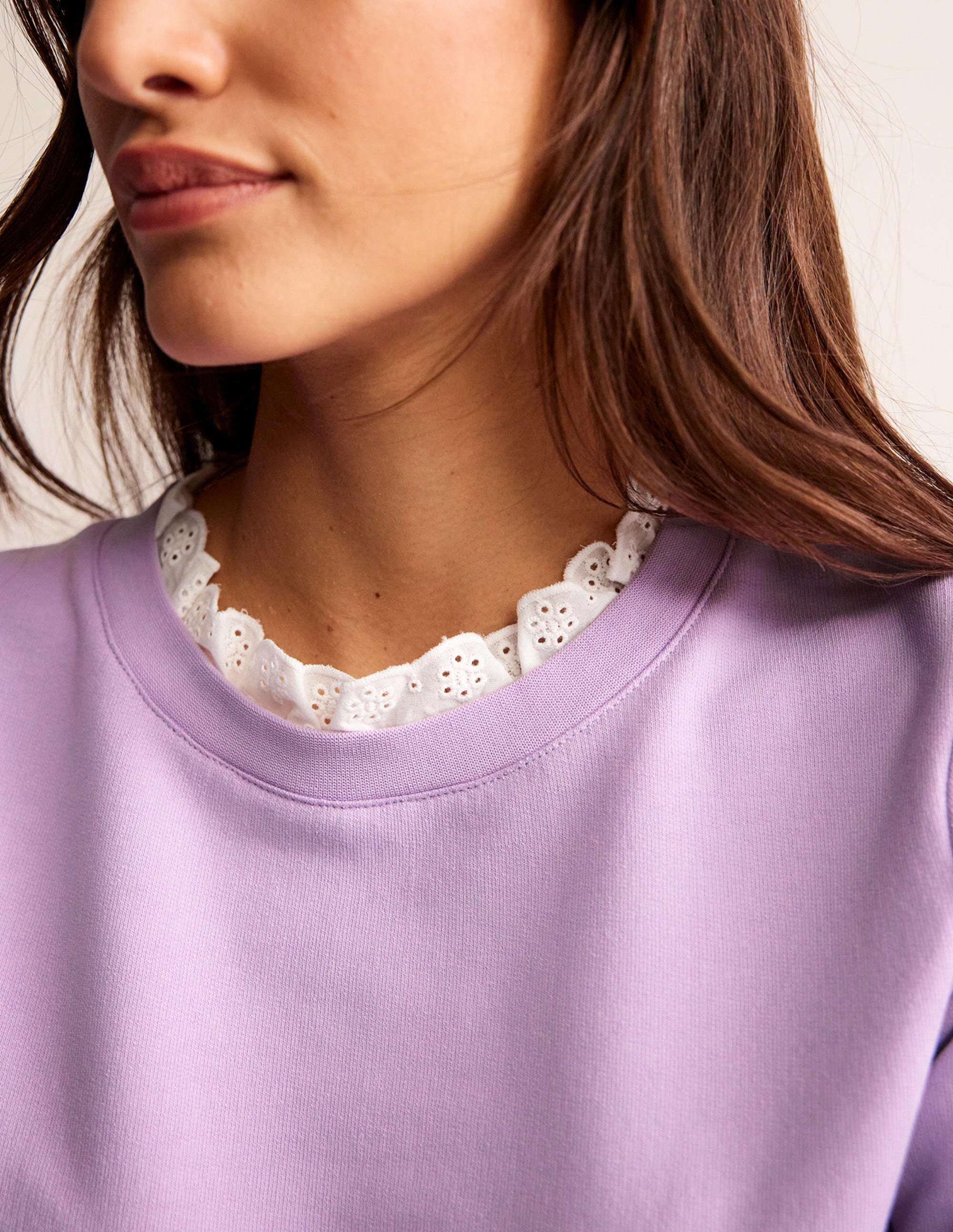 Broderie Trim Sweatshirt-Orchid Bloom - Image 2