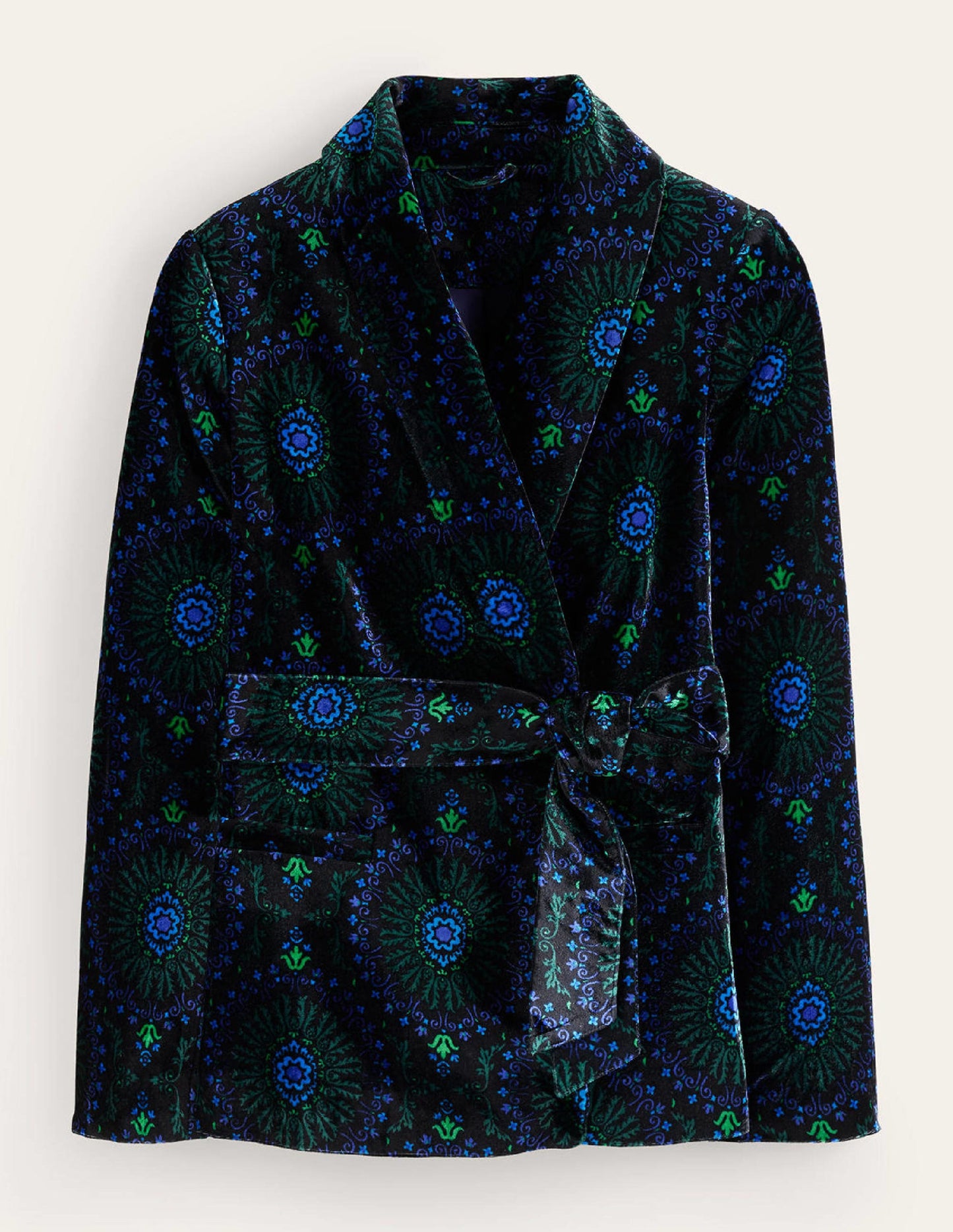 Tie-Waist Velvet Jacket-Black, Artizian Geo