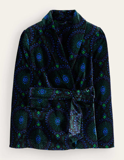 Tie-Waist Velvet Jacket-Black, Artizian Geo-7