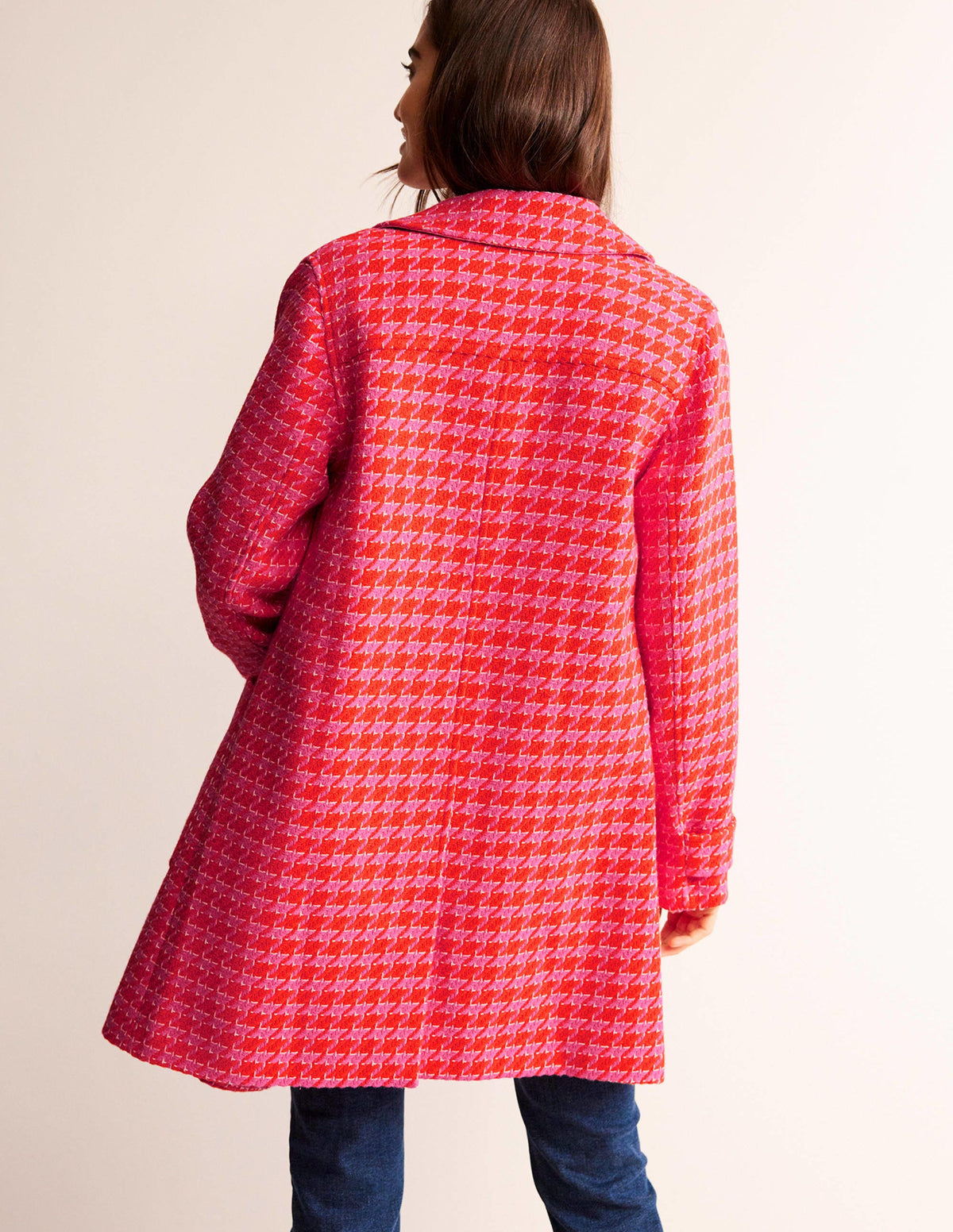Button Checked Fitted Coat-Dogstooth-4