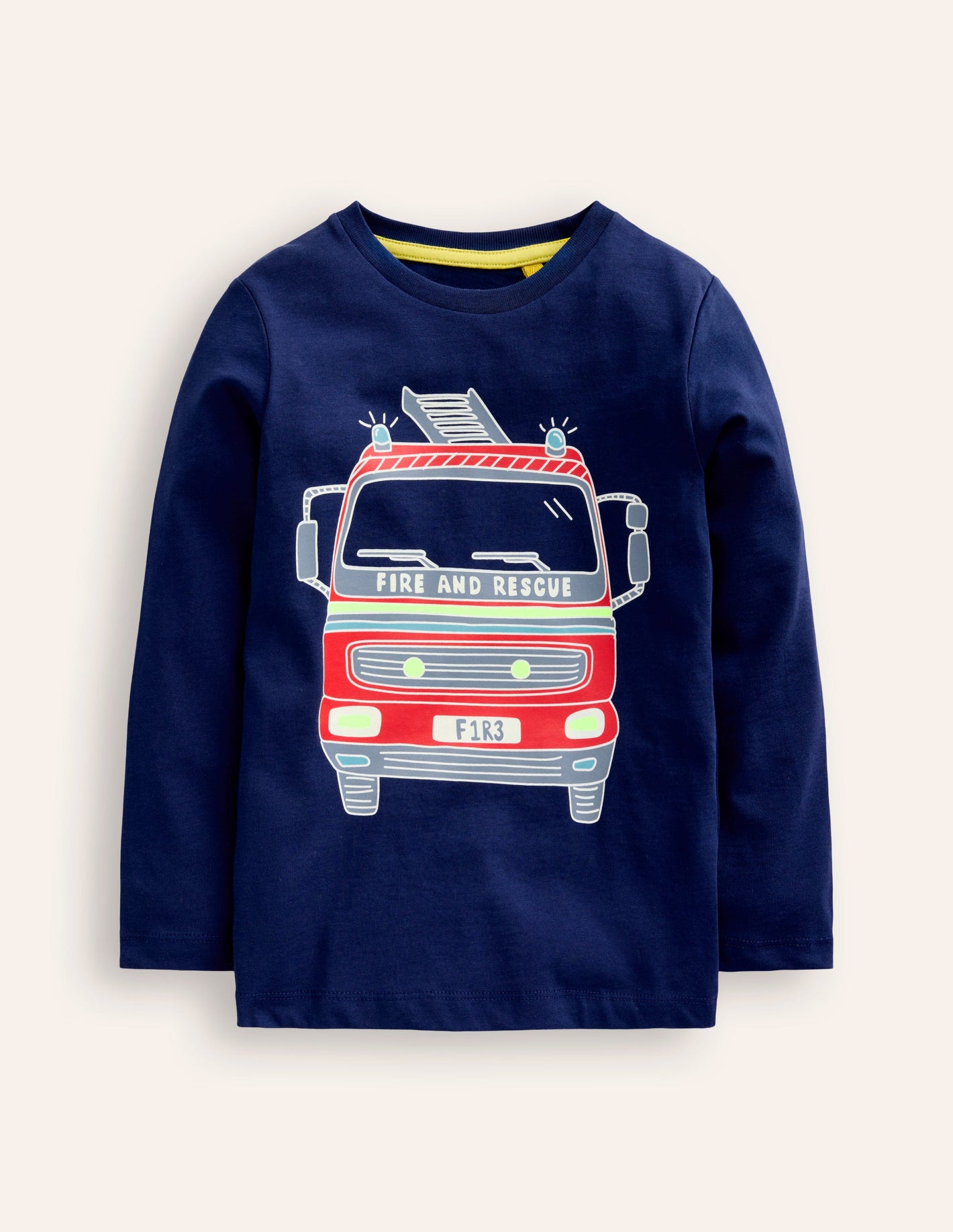 Glow-In-The-Dark T-Shirt-College Navy Fire Engine