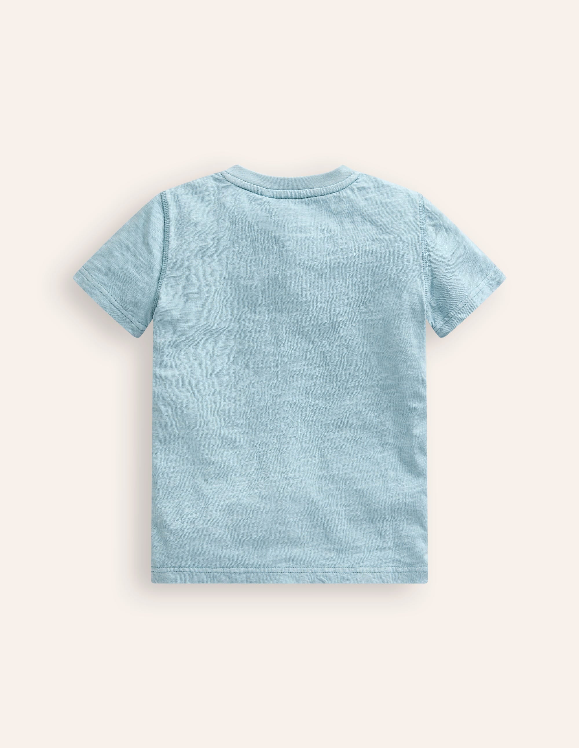 Washed Cotton Henley T-shirt-Vintage Blue - Image 2