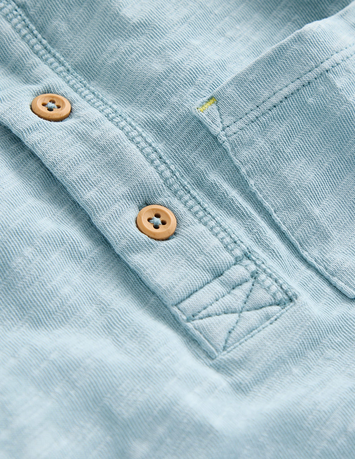 Washed Cotton Henley T-shirt-Vintage Blue - Image 3