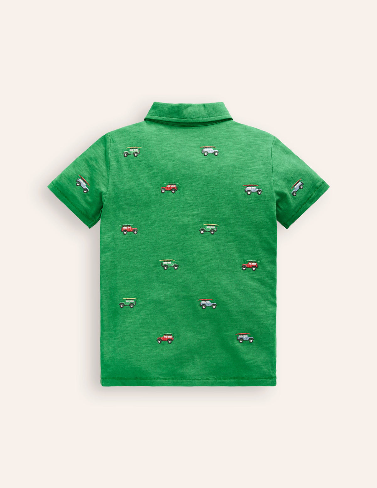Embroidered Slub Polo Shirt-Shamrock Green Jeep - Image 2