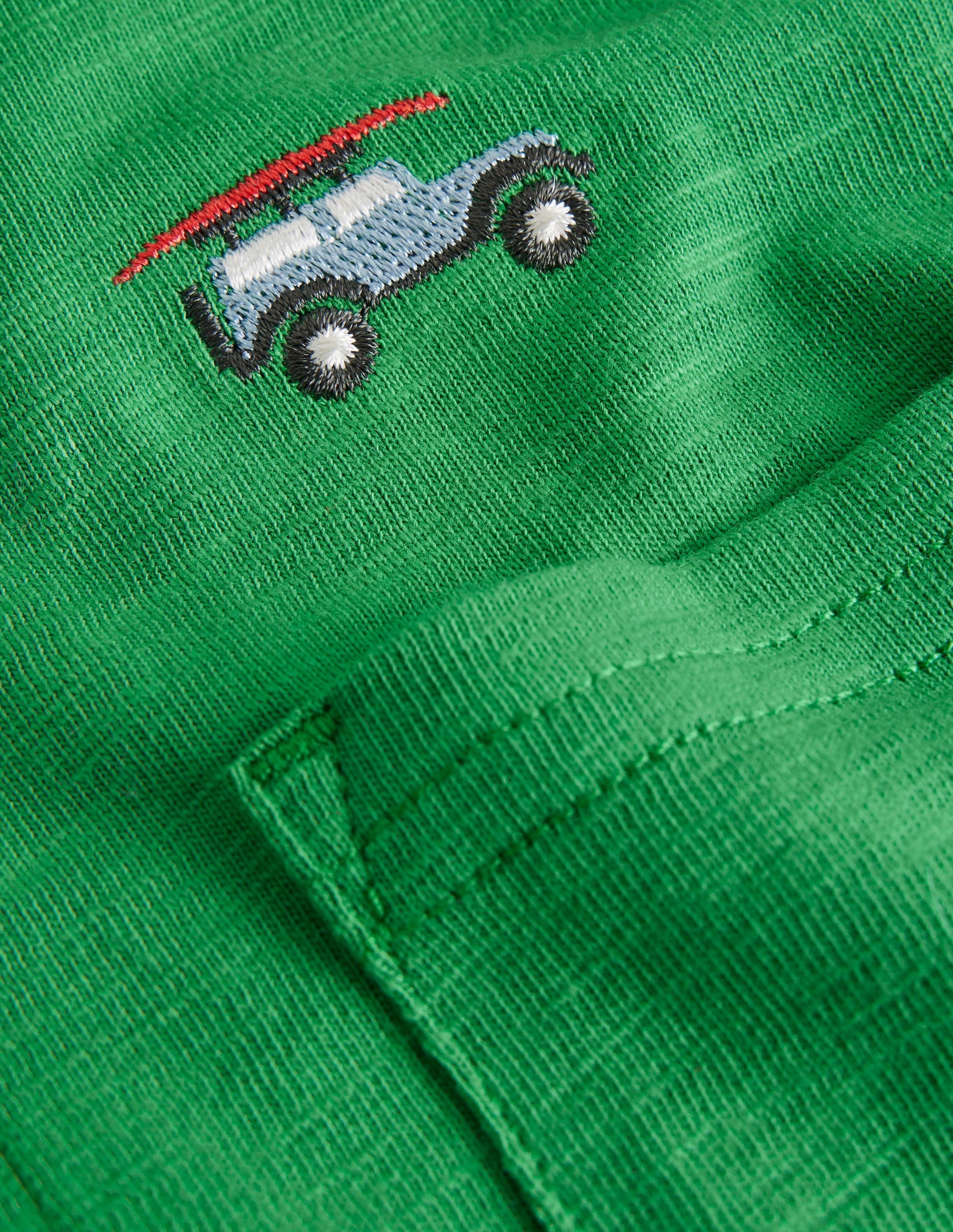Embroidered Slub Polo Shirt-Shamrock Green Jeep-3