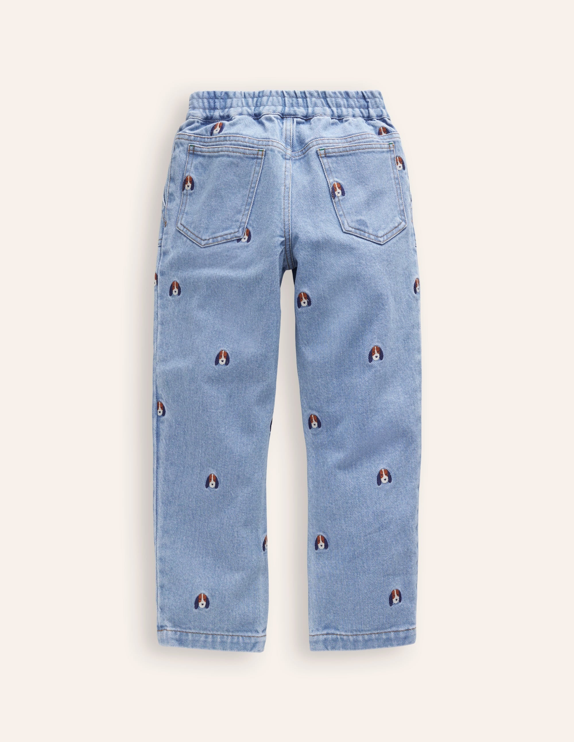 Pull-On Embroidered Jeans-Denim Pup Embroidery - Image 3