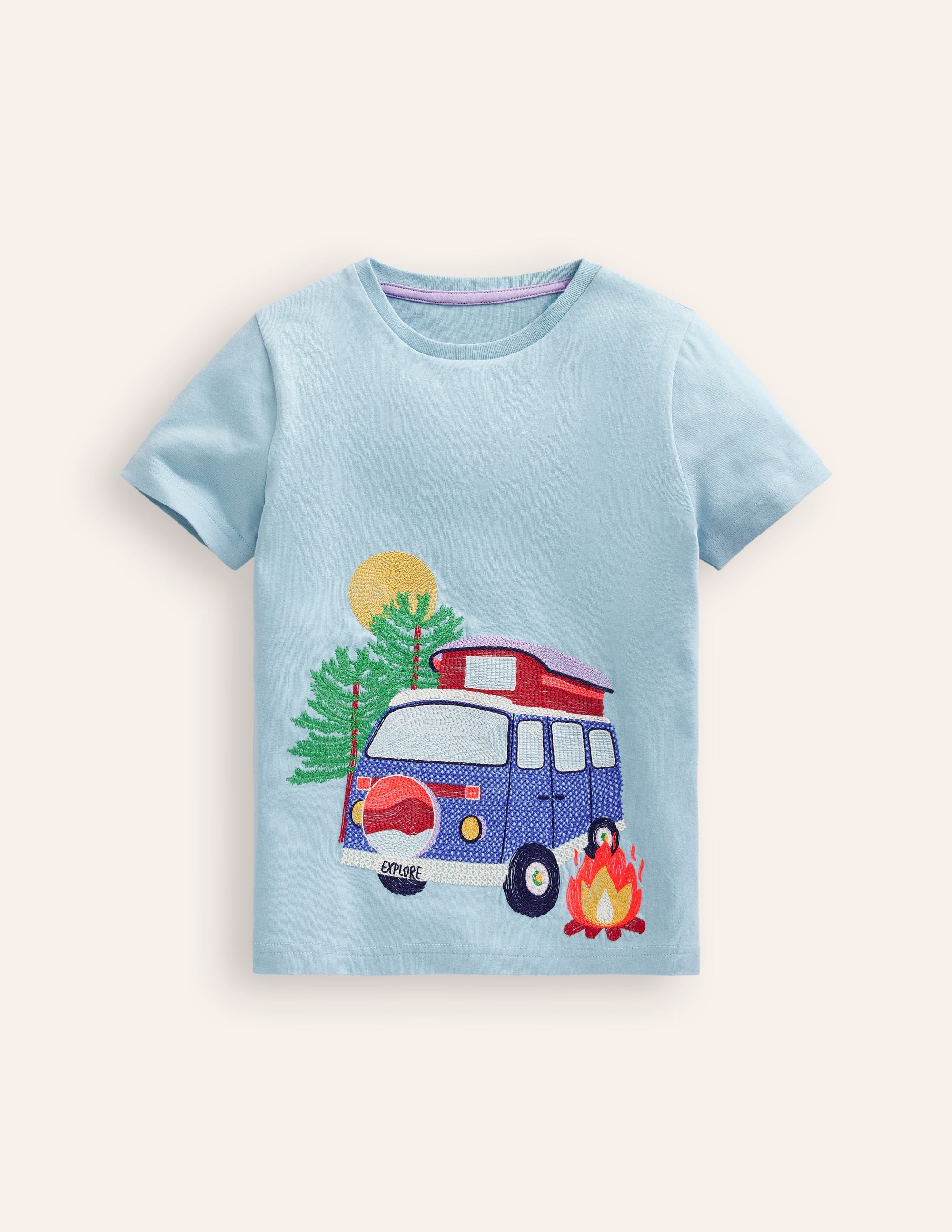 Vehicle Superstitch T-shirt-Vintage Blue Campervan - Image 1