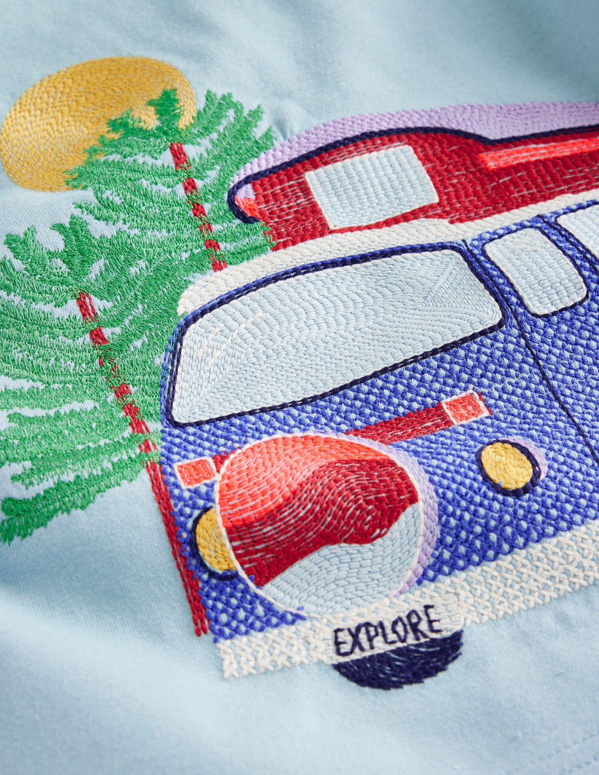 Vehicle Superstitch T-shirt-Vintage Blue Campervan-3