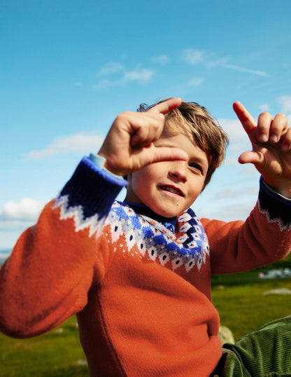 Fair Isle Sweater-Terracotta Orange