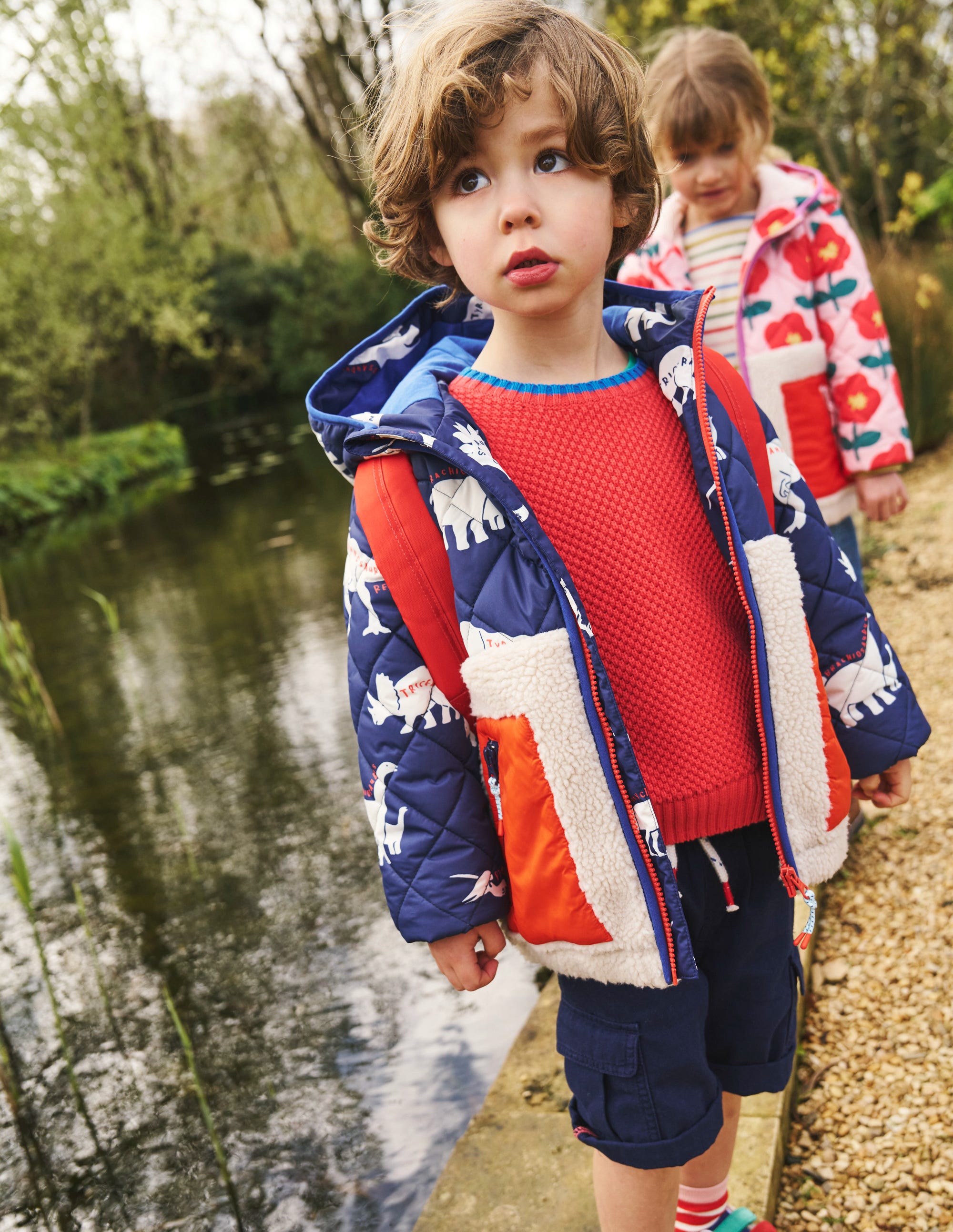 Borg Mix Jacket-College Navy Dino/ Borg - Image 4