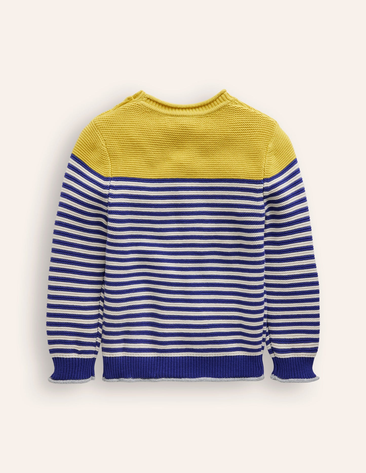 Everyday Stripe Cotton Sweater-Sapphire Blue & Ecru Marl