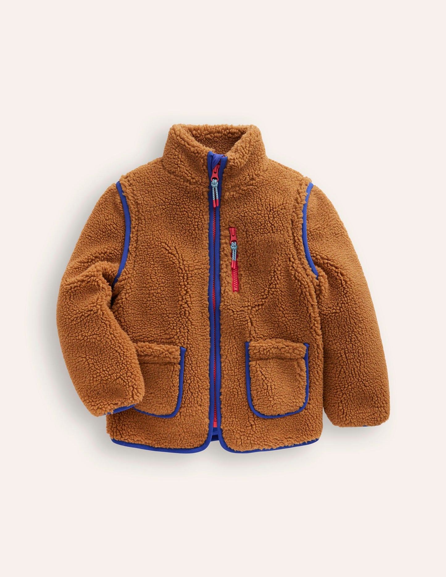 2-in-1  Borg Jacket-Butterscotch Brown Borg