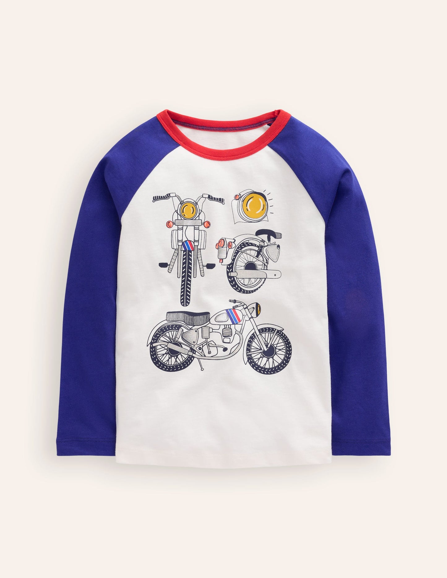 Printed Logo Raglan T-Shirt-Blue Heron Bikes