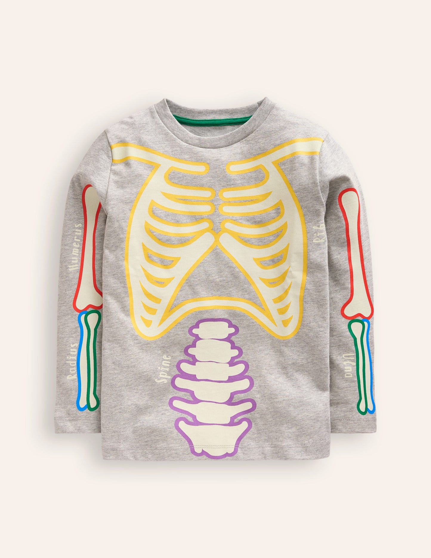 Glow-In-The-Dark T-Shirt-Grey Marl Skeleton