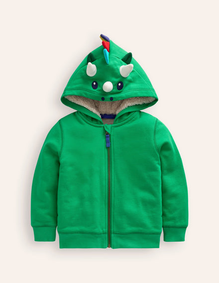 Shaggy-Lined Novelty Hoodie-Shamrock Green Dragon