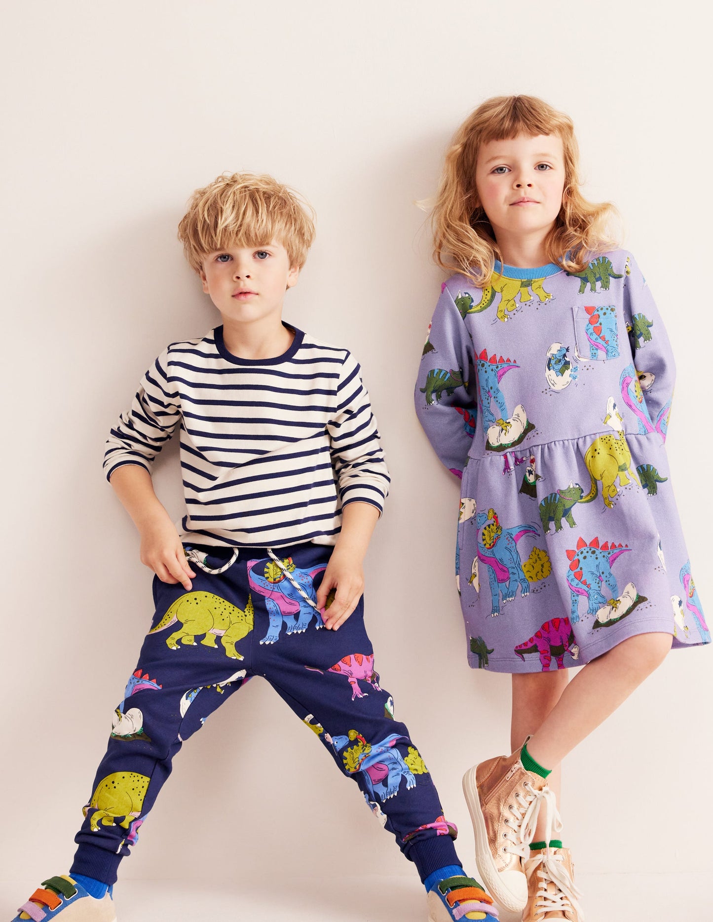 Printed Comfy Sweatpants-Multi Dino Family