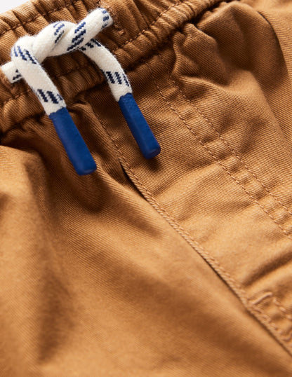 Slim Pull On Trousers-Butterscotch Brown