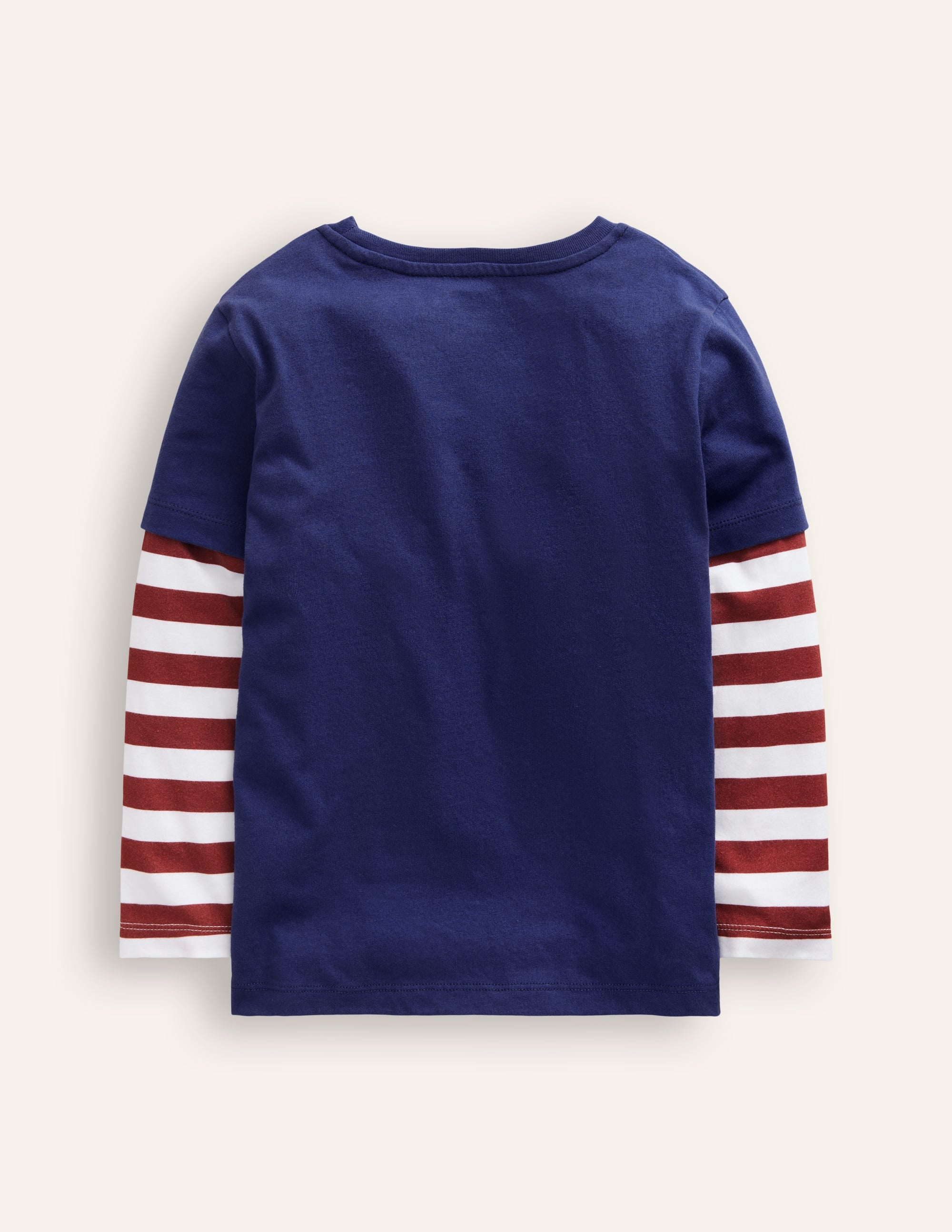 Applique Mock Sleeve T-Shirt-Starboard Blue Beaver - Image 2