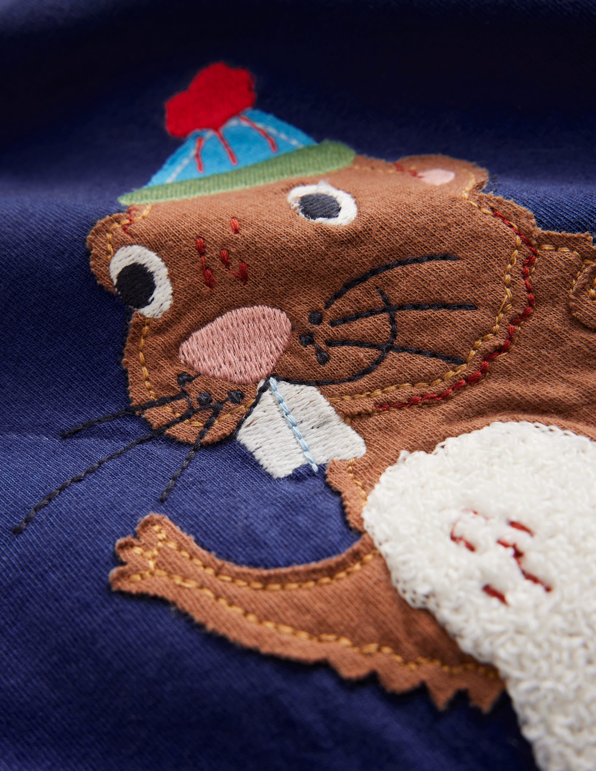 Applique Mock Sleeve T-Shirt-Starboard Blue Beaver - Image 3