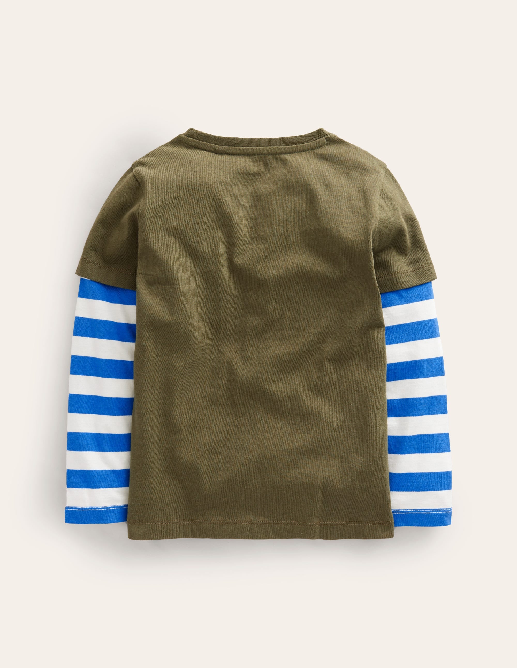 Applique Mock Sleeve T-Shirt-Classic Khaki Dino - Image 2