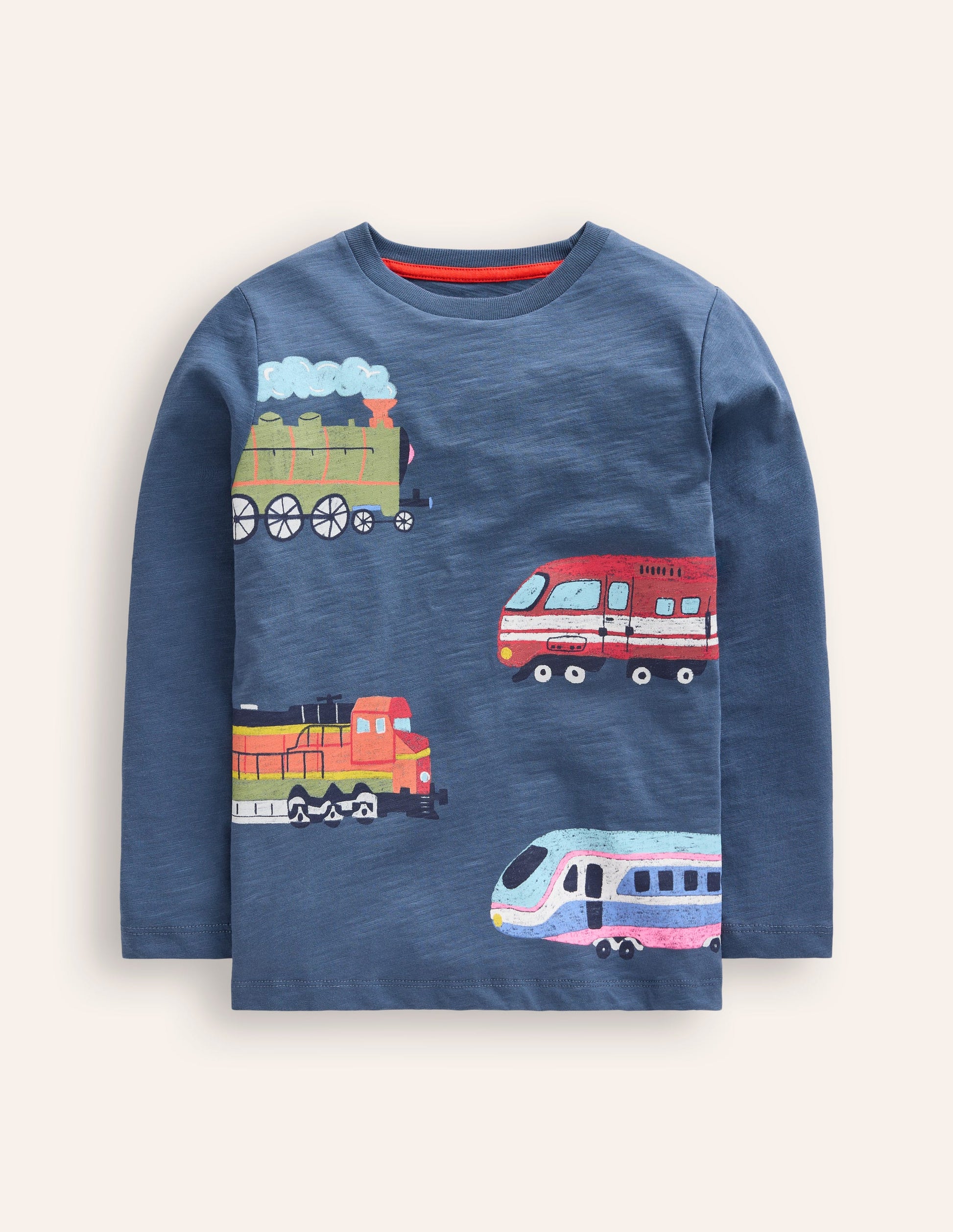 Printed Logo T-Shirt-Robot Blue Trains-1