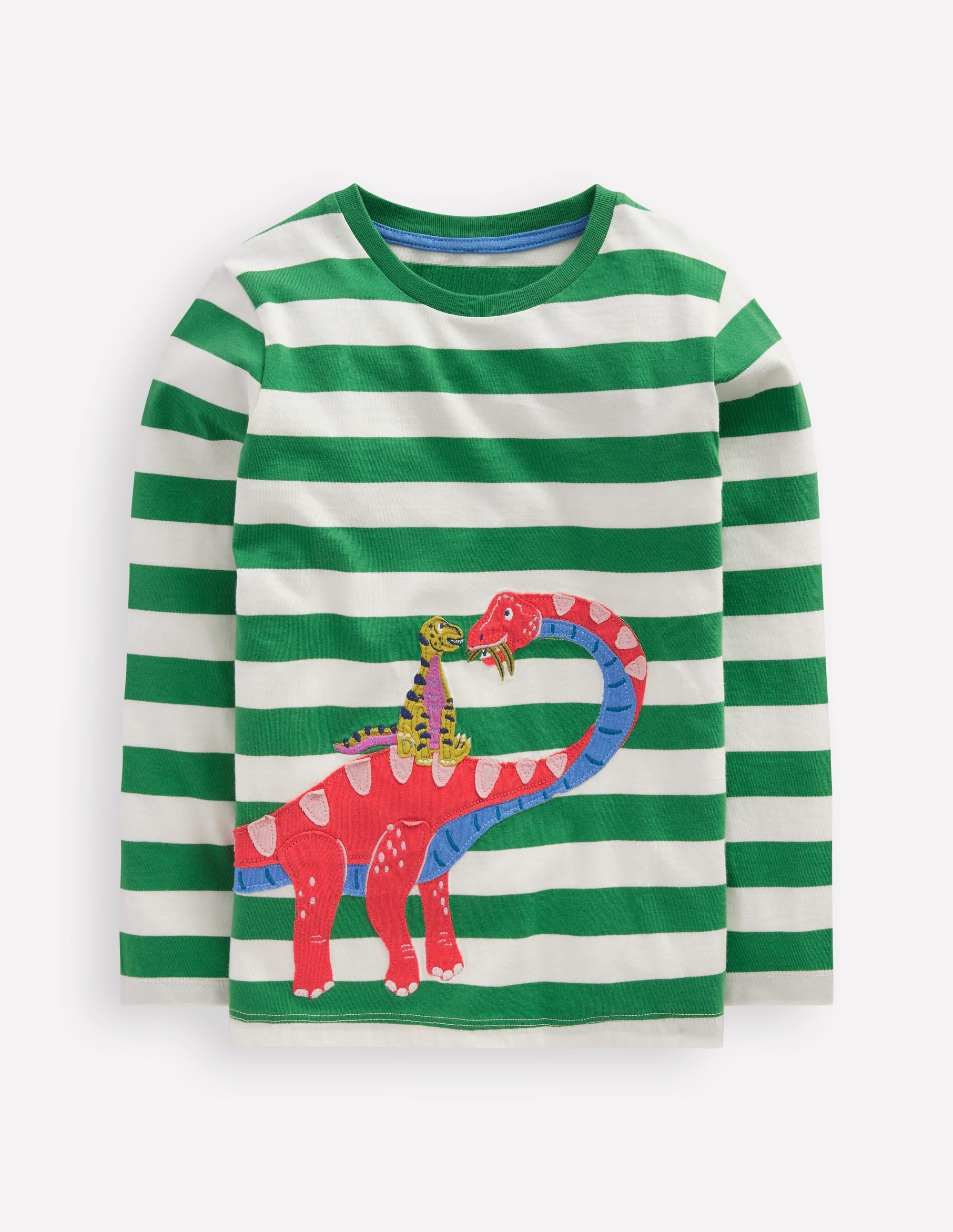 Front & Back Appliqué T-shirt-Shamrock Green Dino Family - Image 1