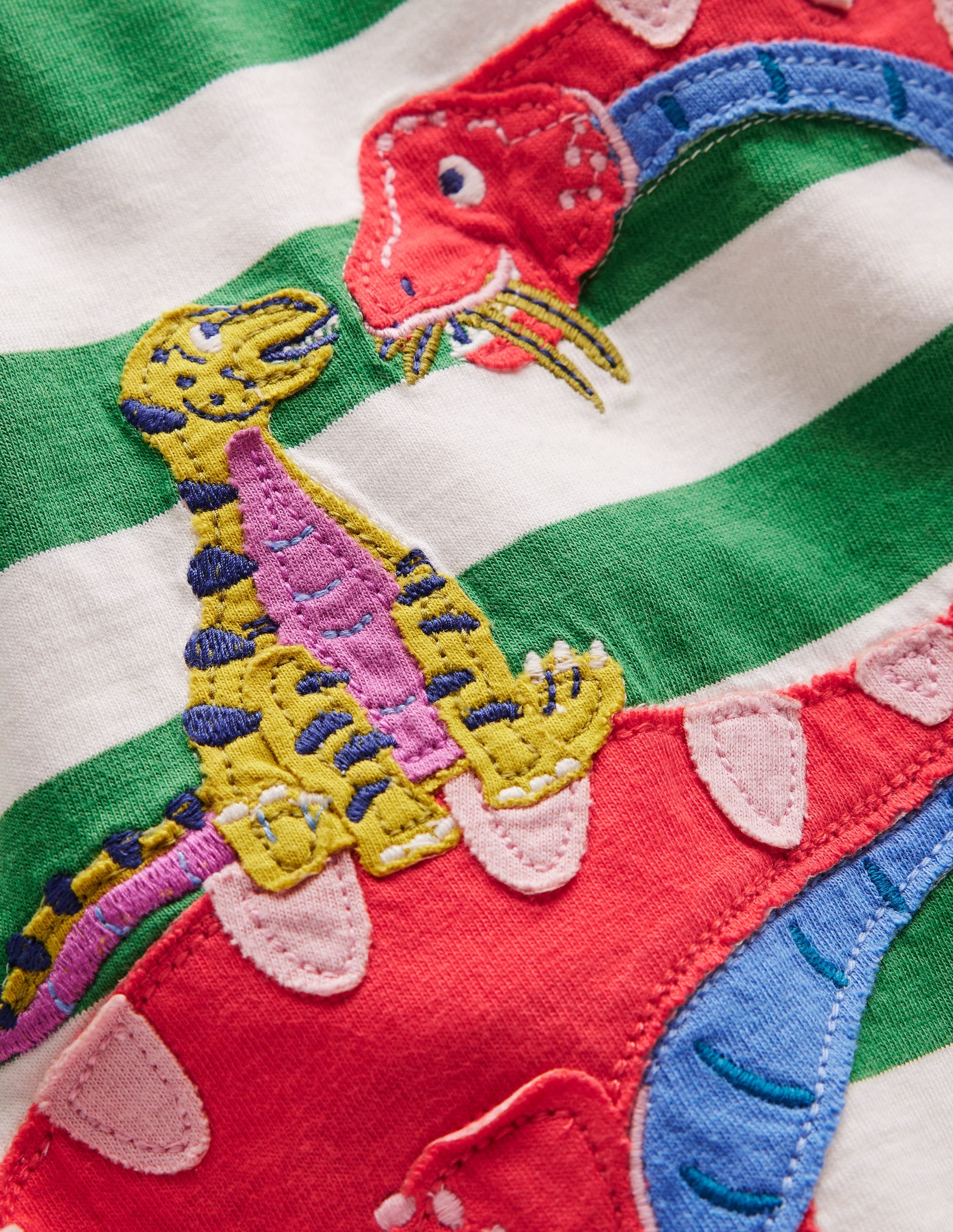 Front & Back Appliqué T-shirt-Shamrock Green Dino Family - Image 3