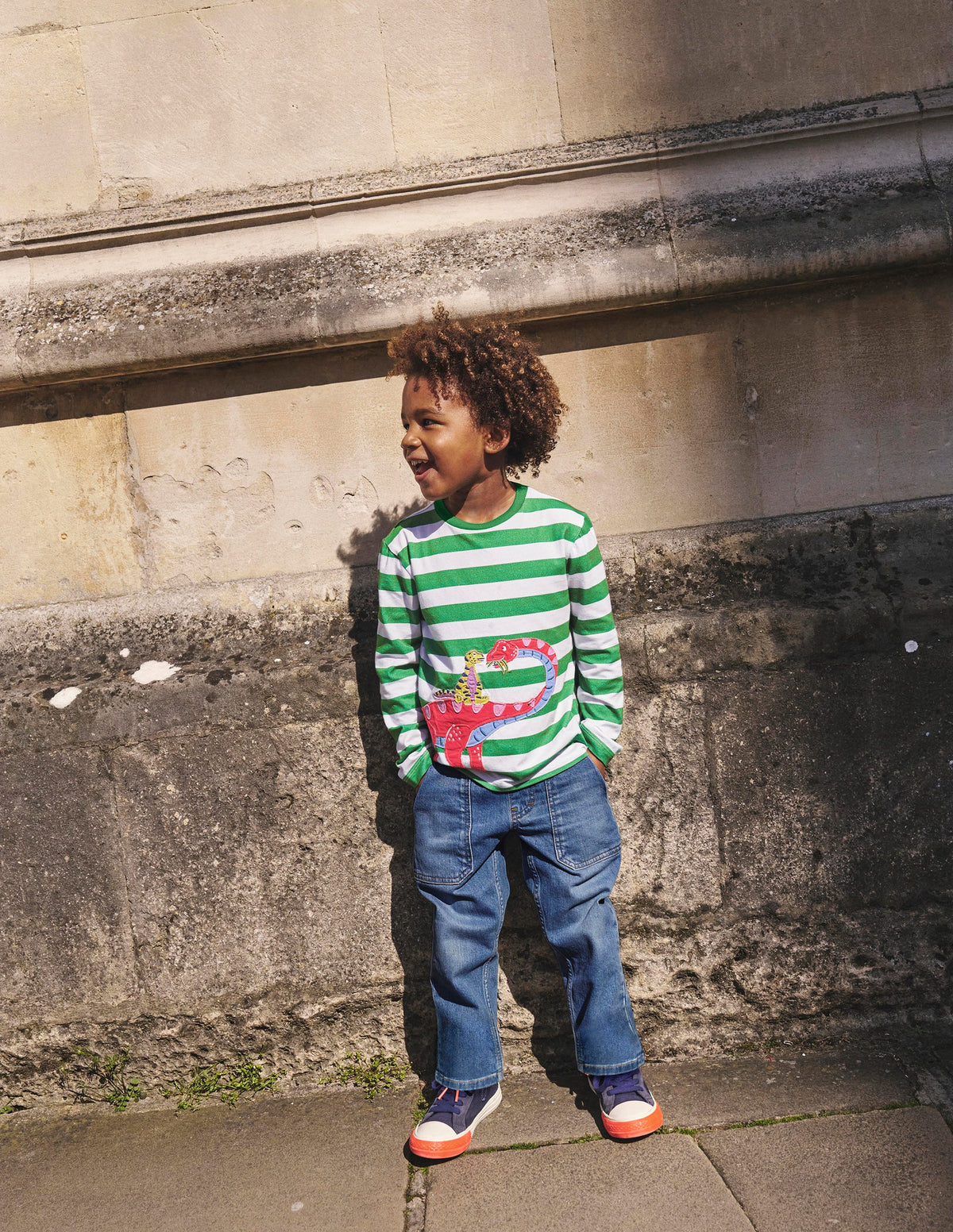 Front & Back Appliqué T-shirt-Shamrock Green Dino Family - Image 4
