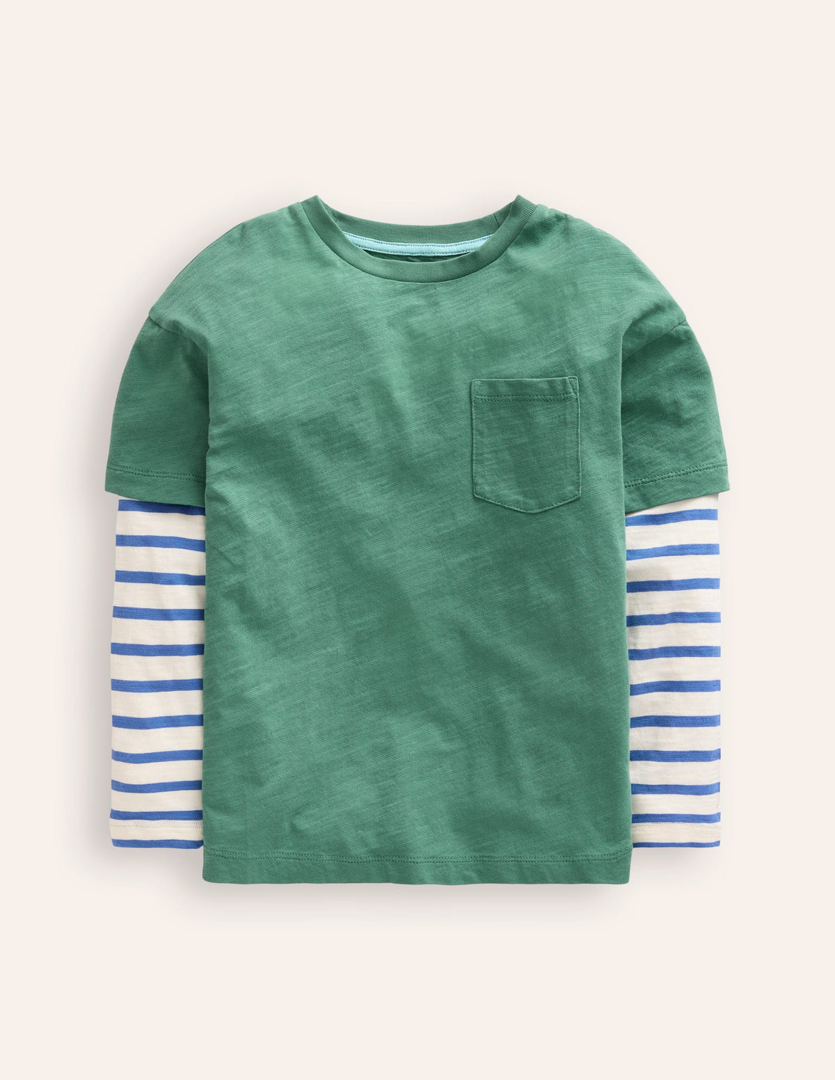 Mock Sleeve T-Shirt-Spruce Green-1