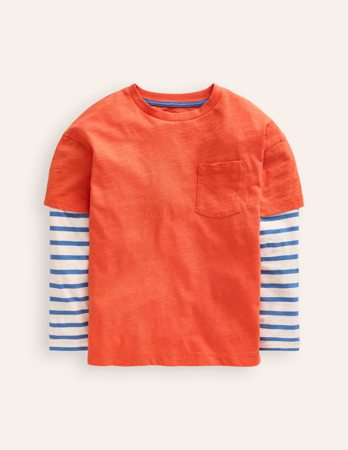 Mock Sleeve T-Shirt-Terracotta Orange - Image 1