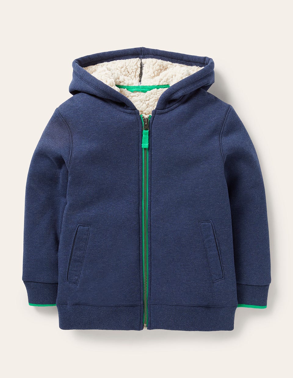 Cosy Fleece-Lined Hoodie-College Navy Marl - Image 1