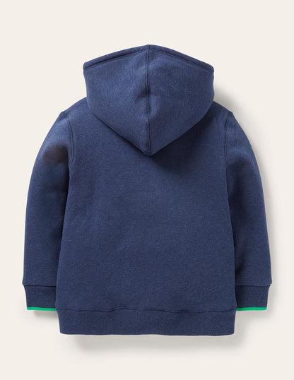 Cosy Fleece-Lined Hoodie-College Navy Marl