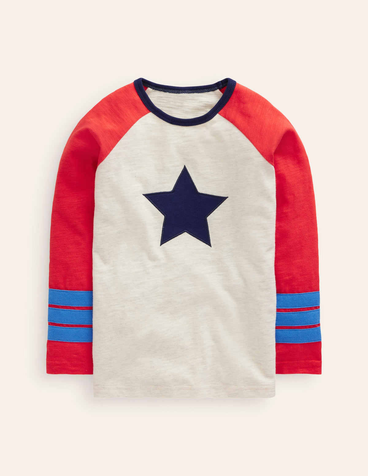 Raglan T-Shirt-Oatmeal Marl/ Sunset Orange - Image 1