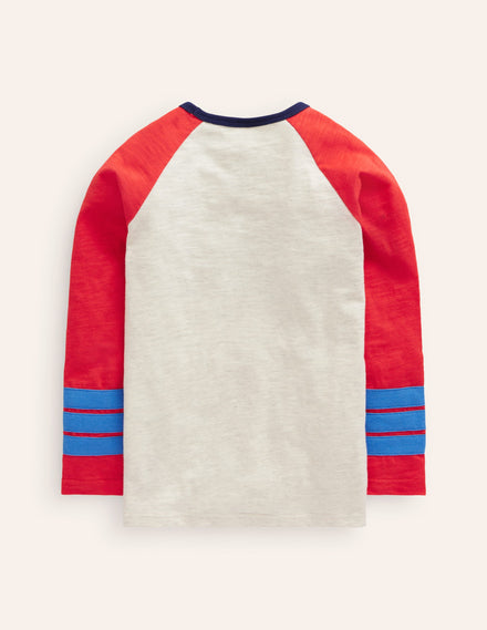 Raglan T-Shirt-Oatmeal Marl/ Sunset Orange